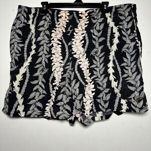 Speedo Swim Trunks Shorts Men's L/G Black Floral Leaf Print Aloha Aloha